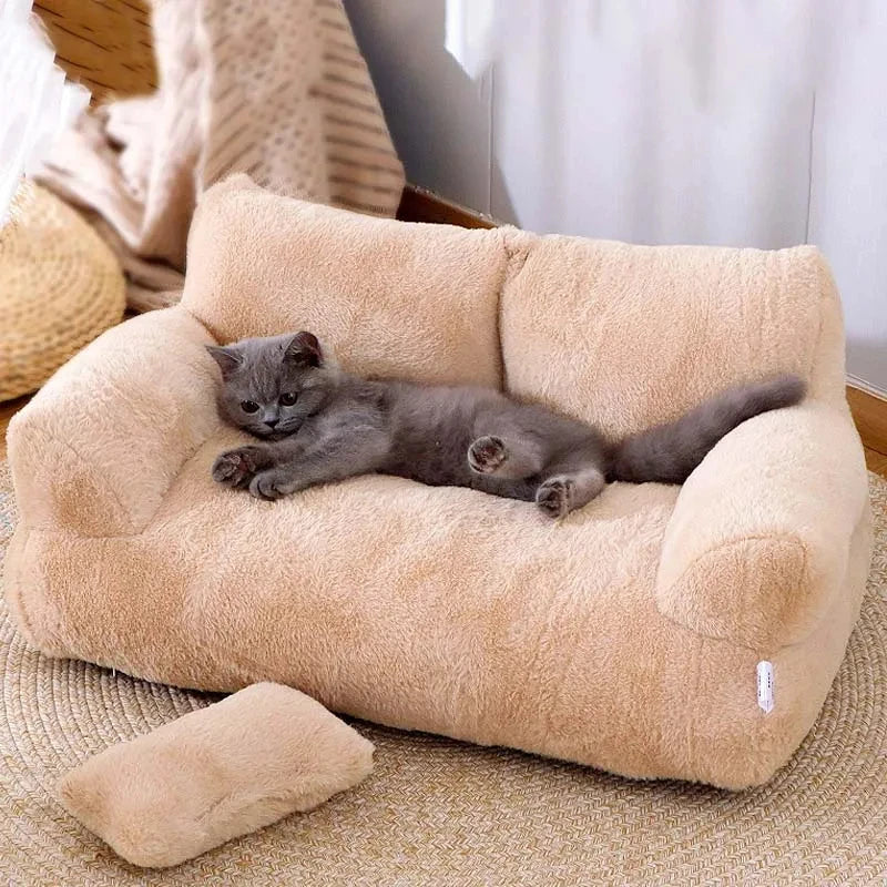 Plush Bolster Sofa Bed for Dogs & Cats