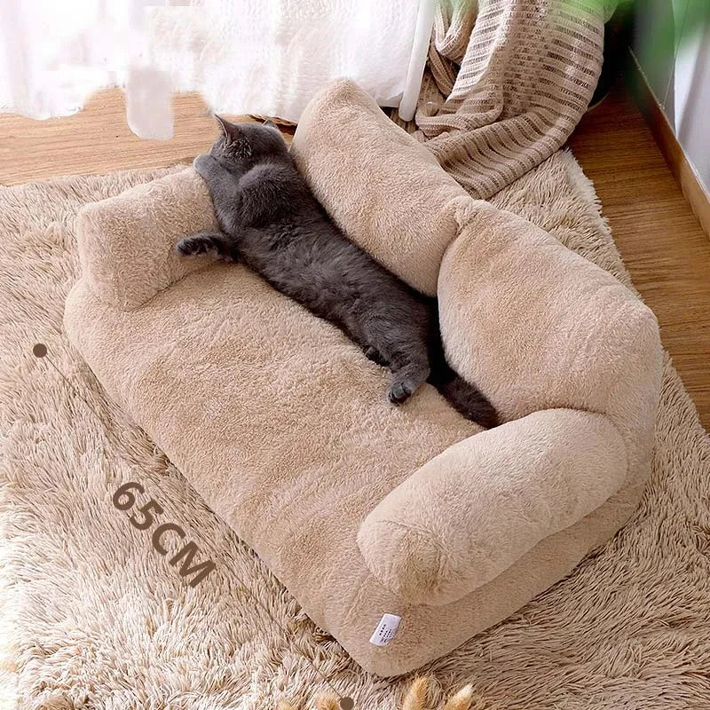Plush Bolster Sofa Bed for Dogs & Cats