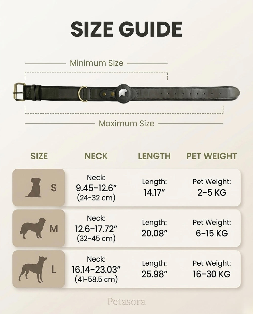 Leather Dog Collar with AirTag Holder