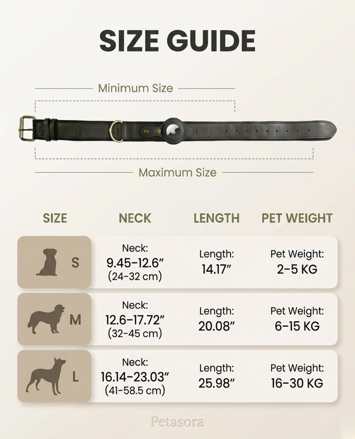 Leather Dog Collar with AirTag Holder